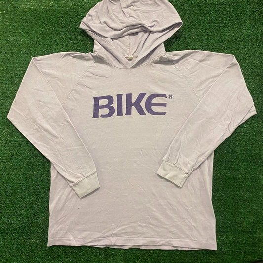 Vintage 80s Essential Bike Spell Out Single Stitch Hoodie