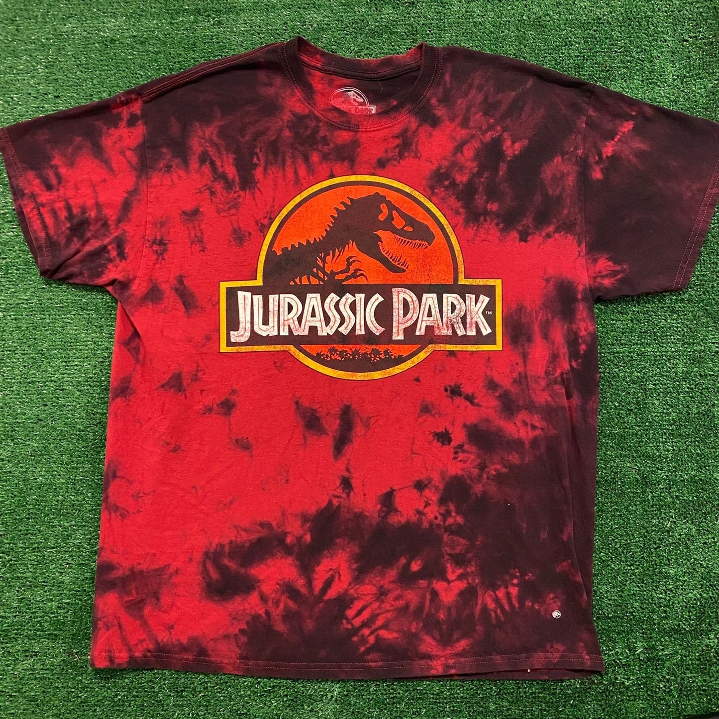 Vintage Y2K Essential Jurassic Park Logo Tie Dye T-Shirt