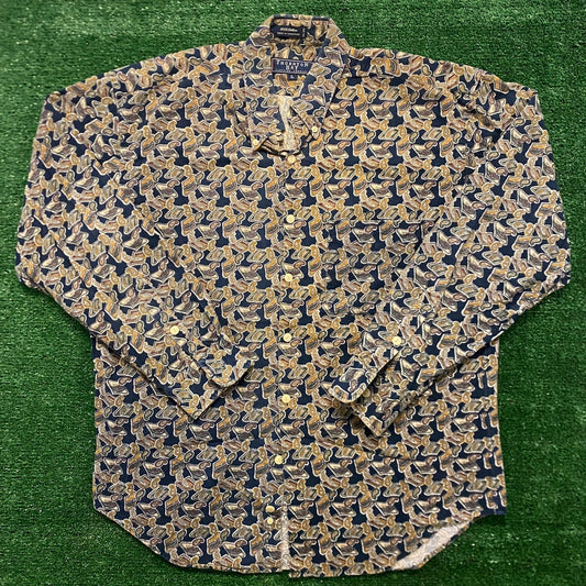 Multi Paisley Geometric Vintage Button Up Shirt