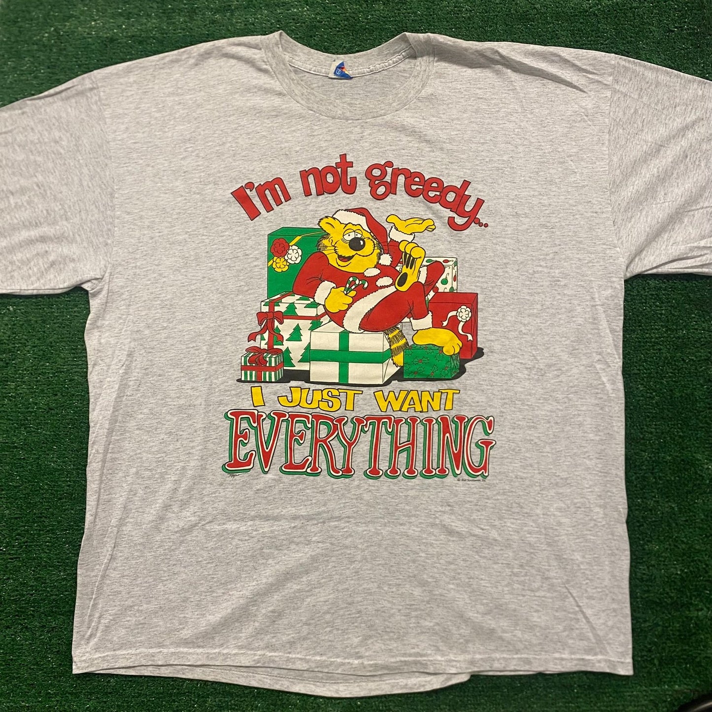 Greedy Cats Vintage 90s Cartoon Humor T-Shirt