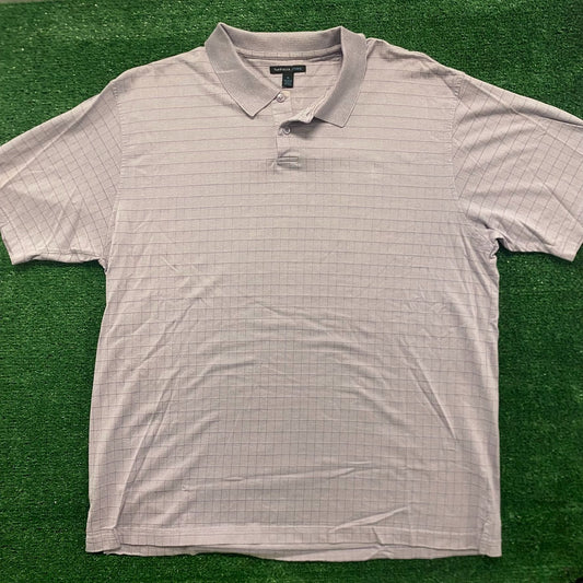 Pastel Lavender Purple Grid Plaid Vintage Polo Shirt