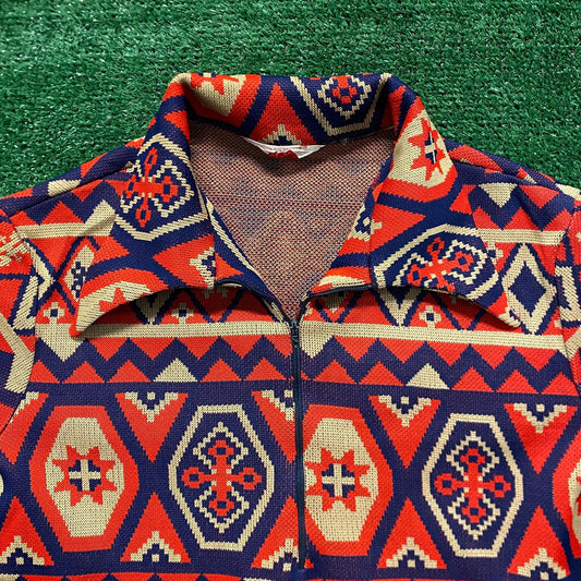 Vintage 80s Essential Aztec Geometric Quarter Zip Pullover