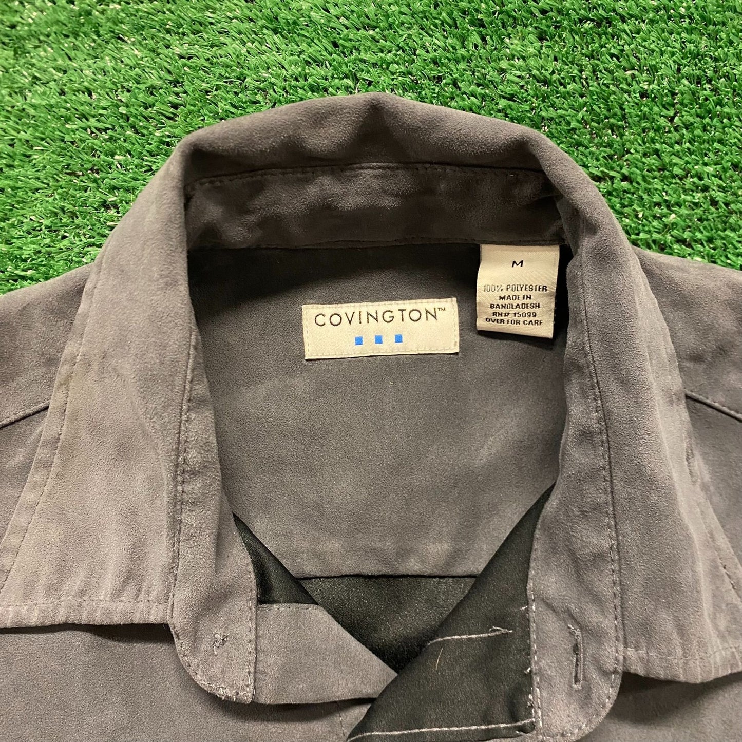 Gray Vegan Suede Vintage Shirt Jacket Shacket