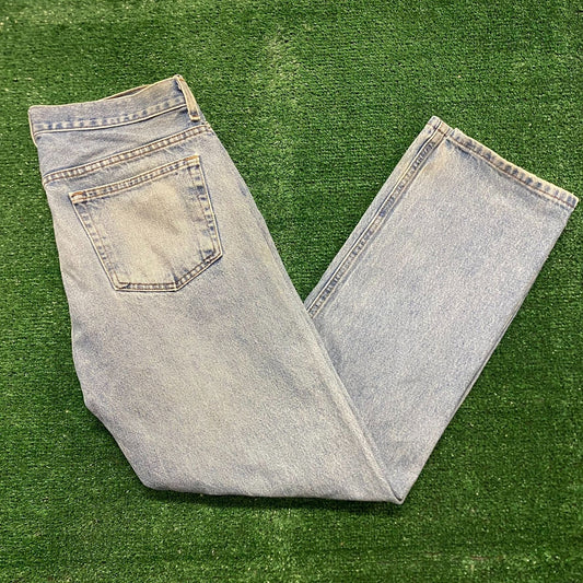 Faded Stonewash Vintage Denim Jeans Pants