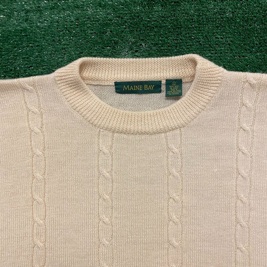 Cable Knit Vintage Crewneck Wool Sweater