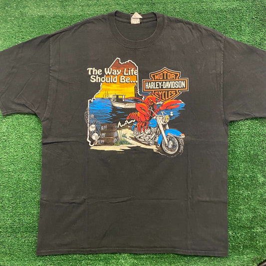 Harley Davidson Maine Lobster Vintage Moto Biker T-Shirt