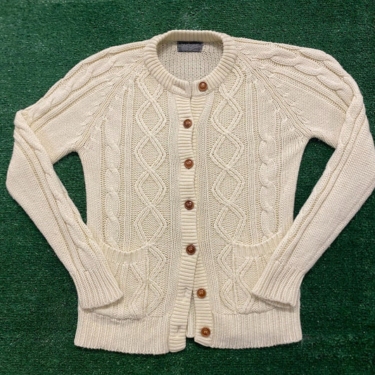 Cable Knit Vintage 80s Cardigan Sweater