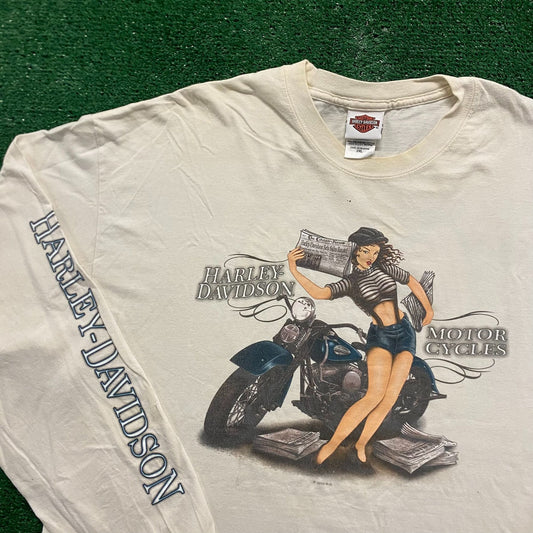 Harley Davidson Paper Girl Vintage Moto Biker T-Shirt
