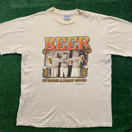 Three Stooges Beer Vintage 90s Movie Humor T-Shirt