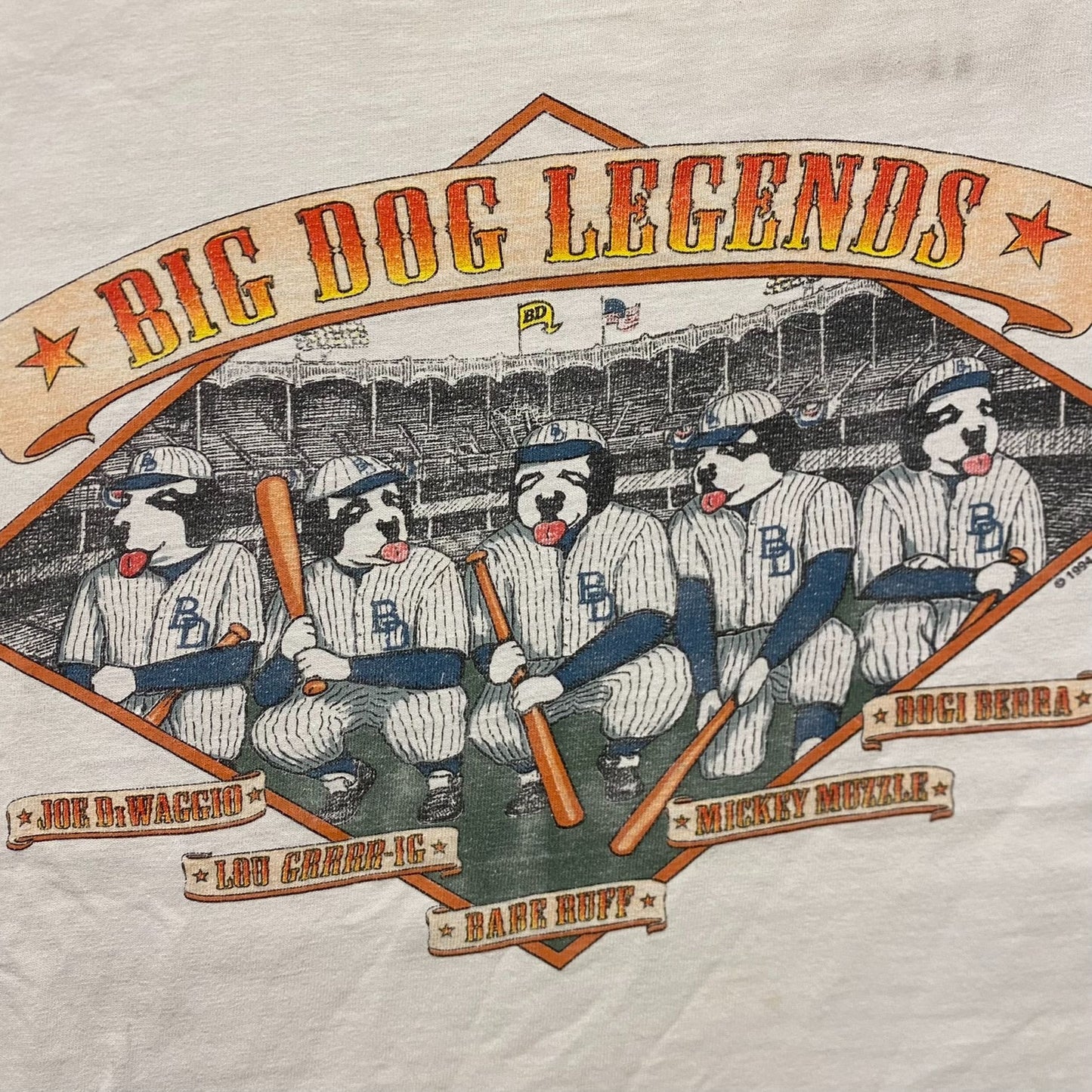 Big Dogs Baseball Vintage 90s Sports Humor Parody T-Shirt