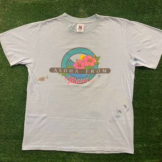 Maui Flowers Vintage 90s Hawaii Tourist T-Shirt