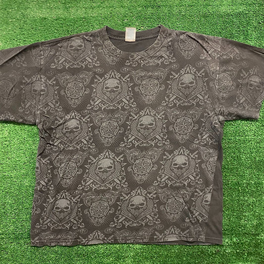 Bandana Skulls Vintage Grunge Punk Mall Goth T-Shirt