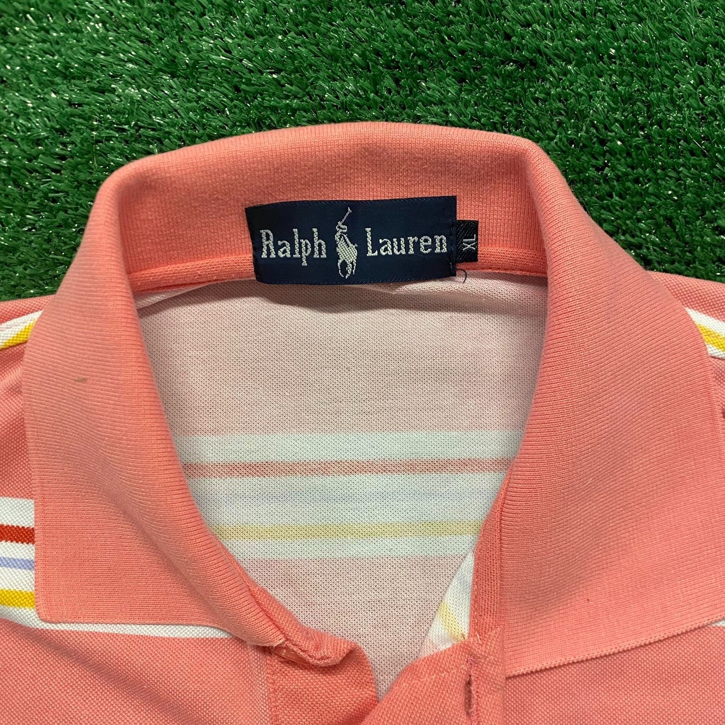 Ralph Lauren Pink Striped Vintage Preppy Polo Shirt