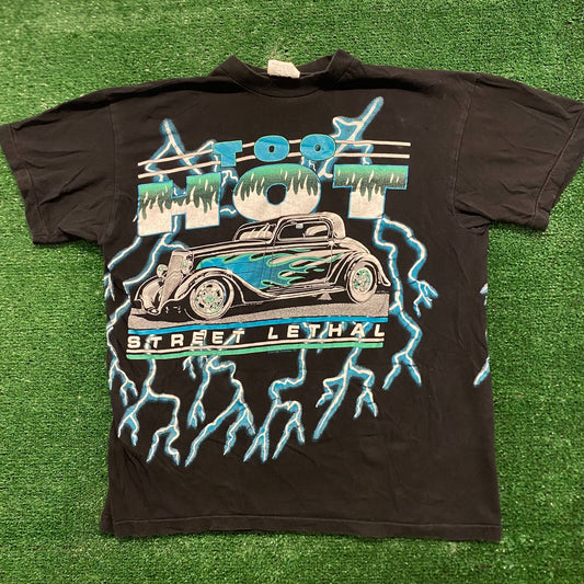 Vintage 90s Essential American Thunder Hot Rod Single Stitch T-Shirt
