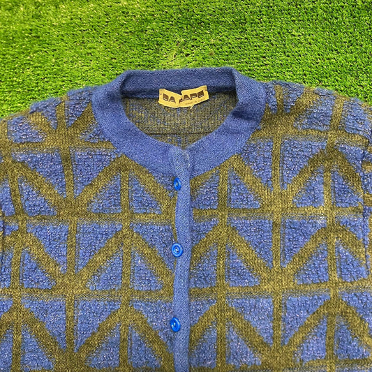 Abstract Vintage 80s Wool Cardigan Sweater