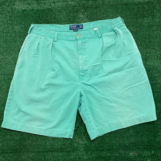 Ralph Lauren Pastel Mint Green Vintage Preppy Pleated Shorts