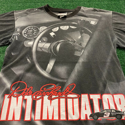 Dale Earnhardt Vintage 90s NASCAR AOP T-Shirt