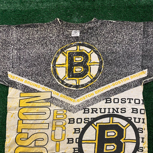 Boston Bruins Vintage Hockey Sports AOP T-Shirt