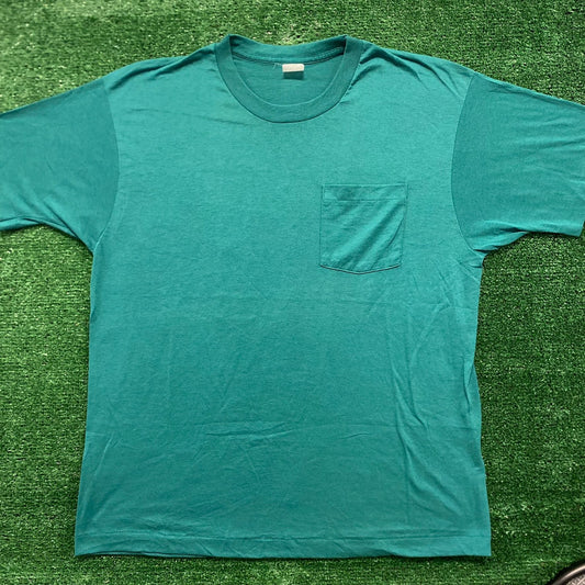 Green Vintage 90s Plain Blank T-Shirt