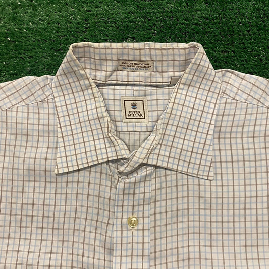 Peter Millar Tattersall Plaid Button Up Dress Shirt