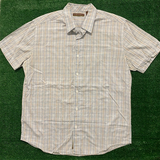 Cubavera Plaid Vintage Casual Button Up Shirt