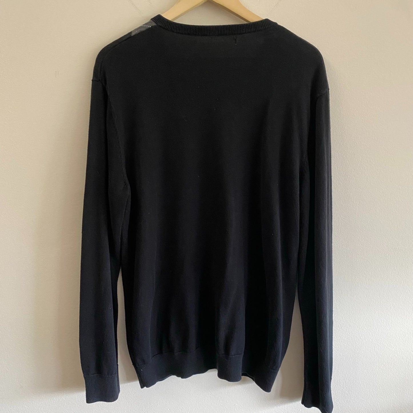 Black Argyle V-Neck Sweater