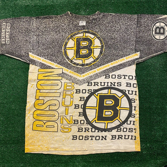 Boston Bruins Vintage Hockey Sports AOP T-Shirt