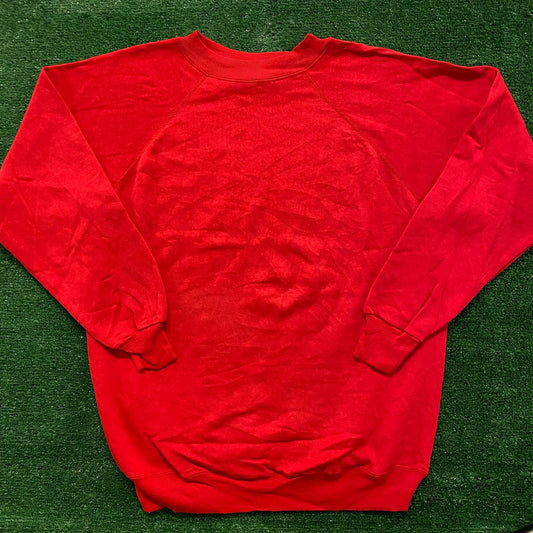 Red Vintage 90s Blank Crewneck Sweatshirt