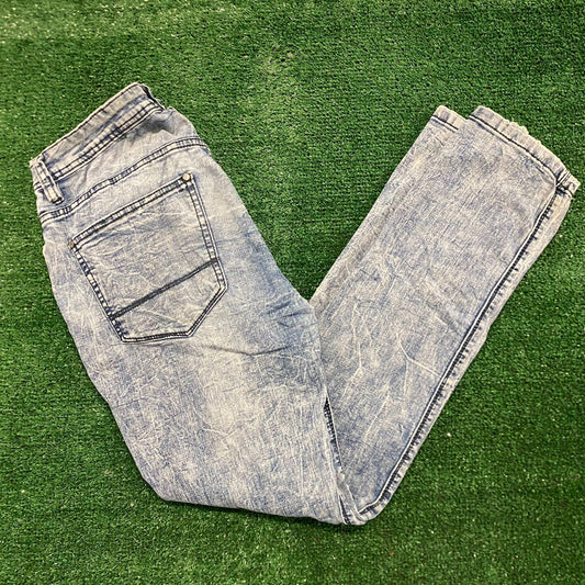 Faded Stonewashed Distressed Vintage Denim Skinny Jeans