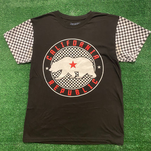 California Bear Checkered Vintage Emo Skater T-Shirt