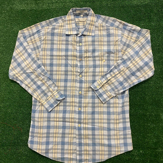 Christian Dior Plaid Vintage Designer Button Up Dress Shirt