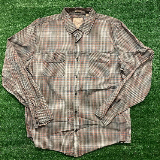 Guess Plaid Check Vintage Casual Button Up Shirt