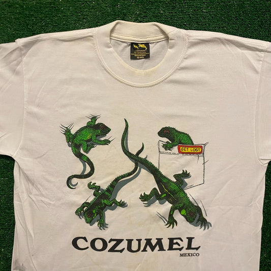 Cozumel Mexico Lizards Vintage 90s Tourist T-Shirt