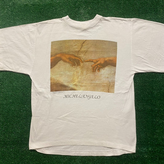 Vintage 90s Michelangelo Creation of Adam Art T-Shirt