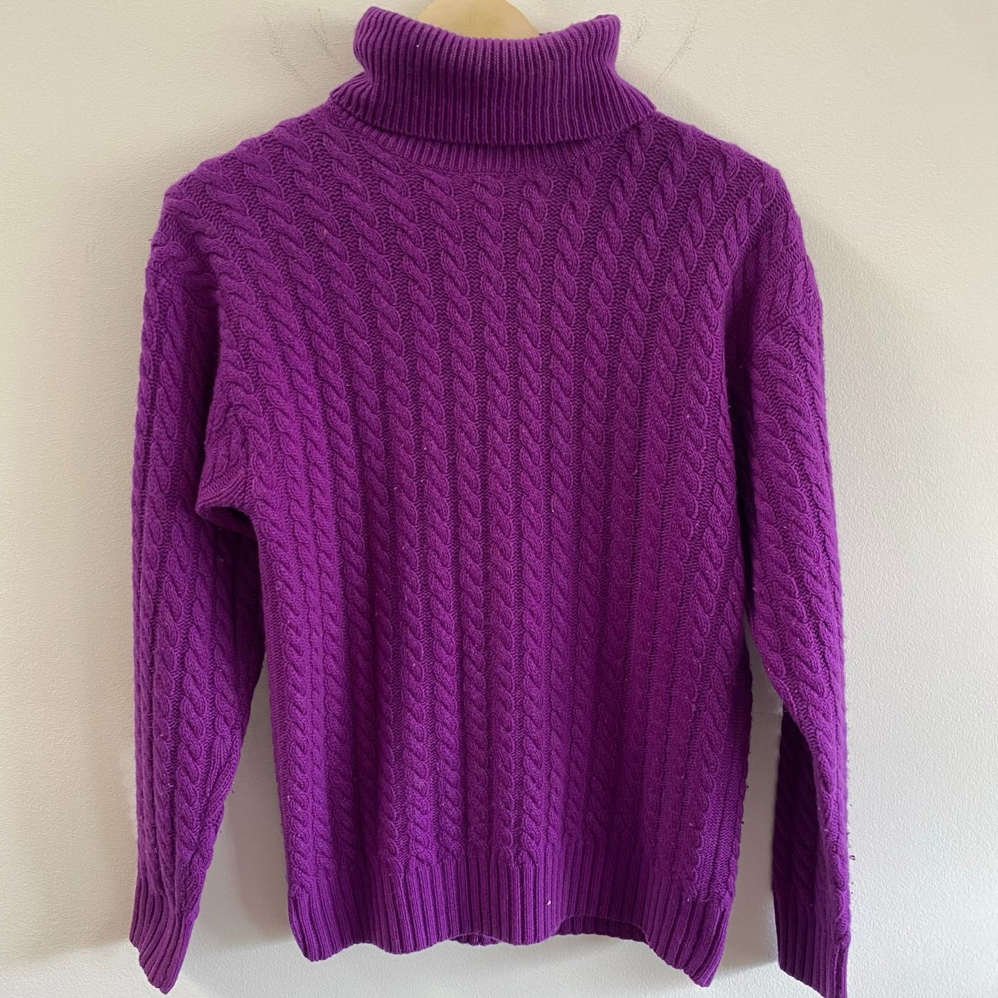Cable Knit 100% Cashmere Turtleneck Sweater