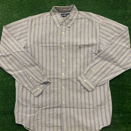 Ralph Lauren Striped Vintage Preppy Button Up Oxford Shirt