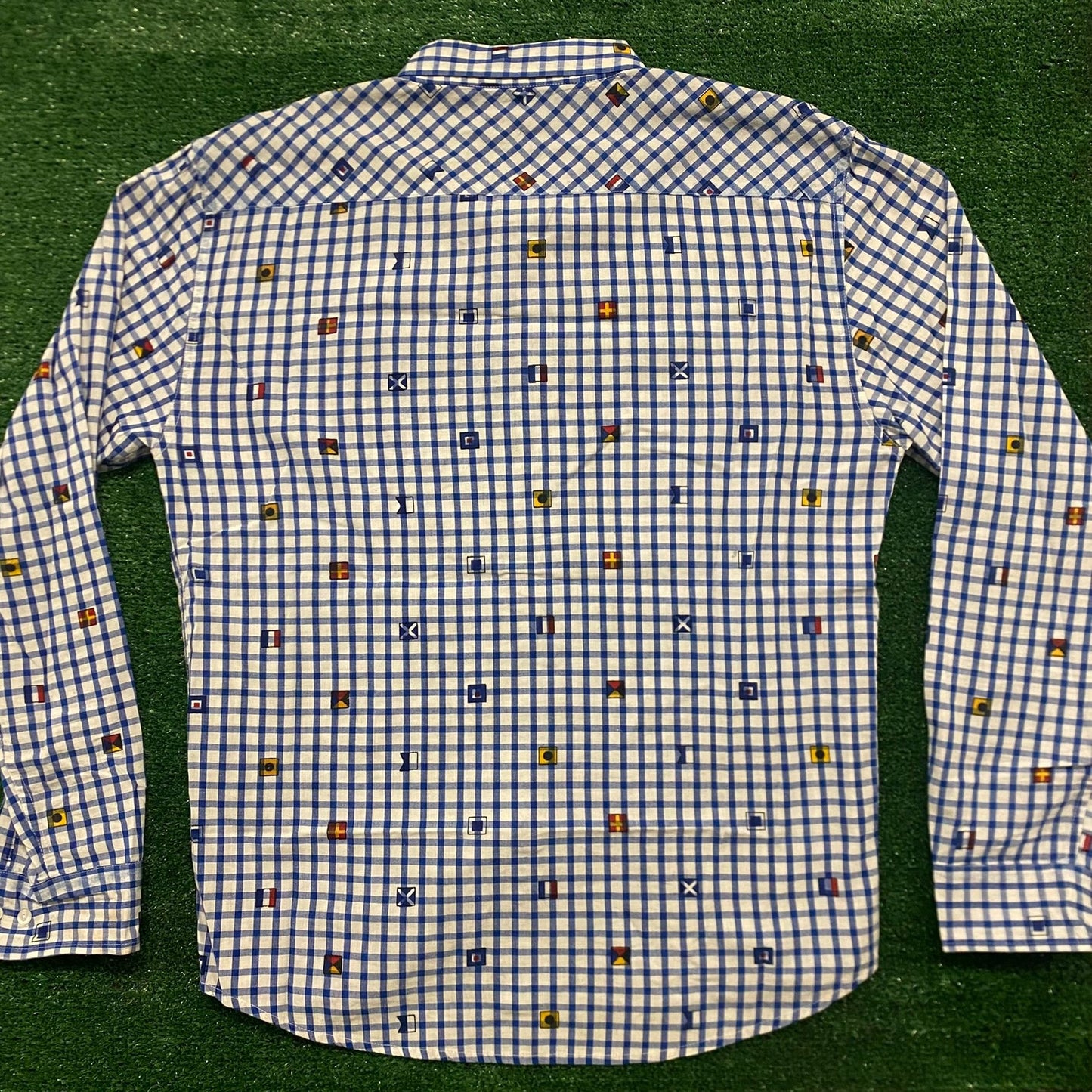 Grid Plaid Flags Vintage Preppy Button Up Oxford Shirt