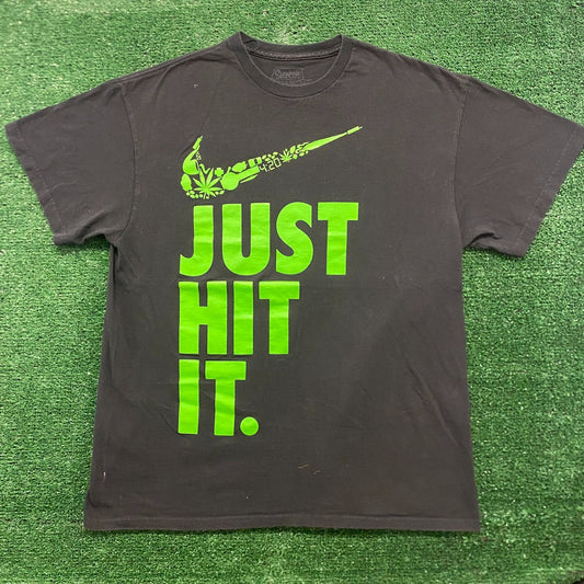 Vintage Y2K Nike Swoosh Marijuana Weed Parody Humor T-Shirt