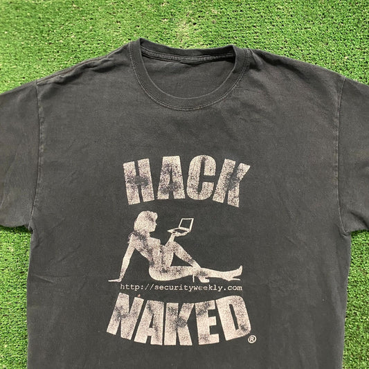 Hack Naked Vintage Hacker Sexy Nerd Humor Tech T-Shirt