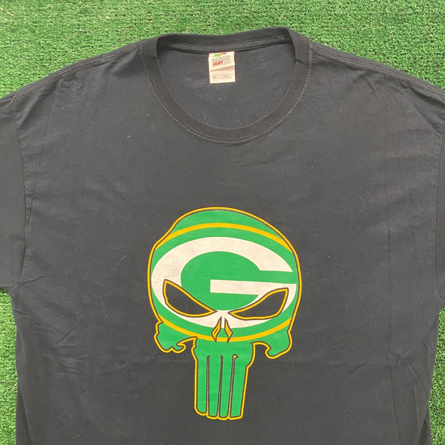 Green Bay Packers Skull Vintage Football T-Shirt