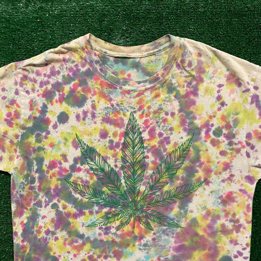 420 Weed Leaf Vintage Tie Dye Stoner T-Shirt