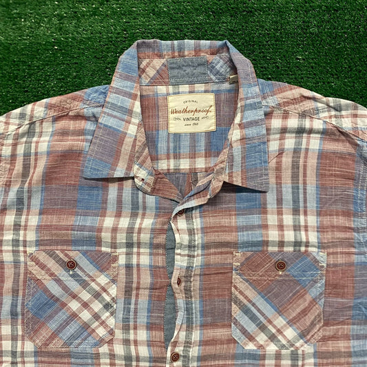 Weatherproof Plaid Vintage Casual Button Up Shirt