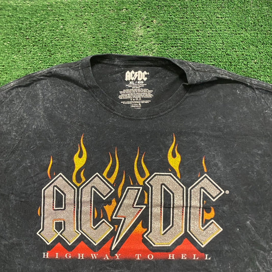 AC/DC Highway to Hell Flames Vintage Crop Top Band T-Shirt