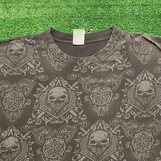 Bandana Skulls Vintage Grunge Punk Mall Goth T-Shirt