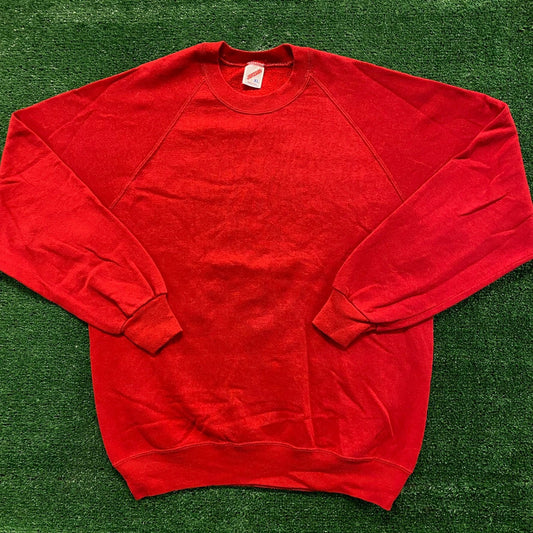 Red Vintage 90s Blank Crewneck Sweatshirt