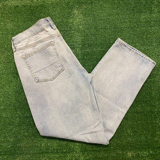 Stonewashed Faded Vintage Denim Jeans Pants