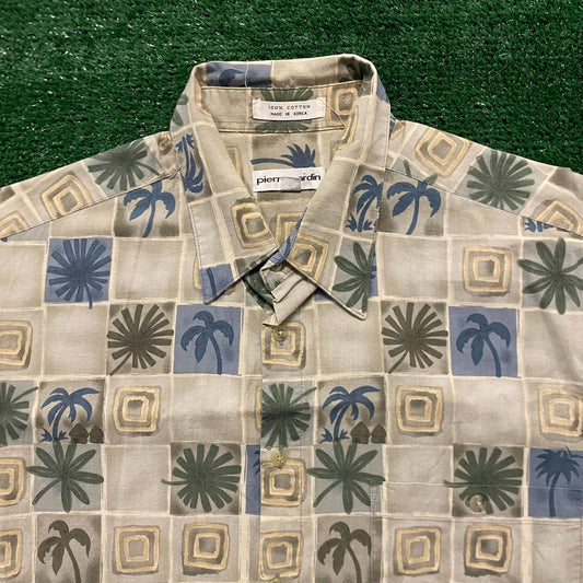 Earth Tones Palm Floral Vintage Button Up Shirt