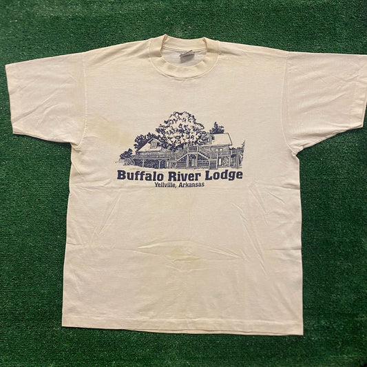 River Lodge Cabin Arkansas Vintage 90s Cottage T-Shirt