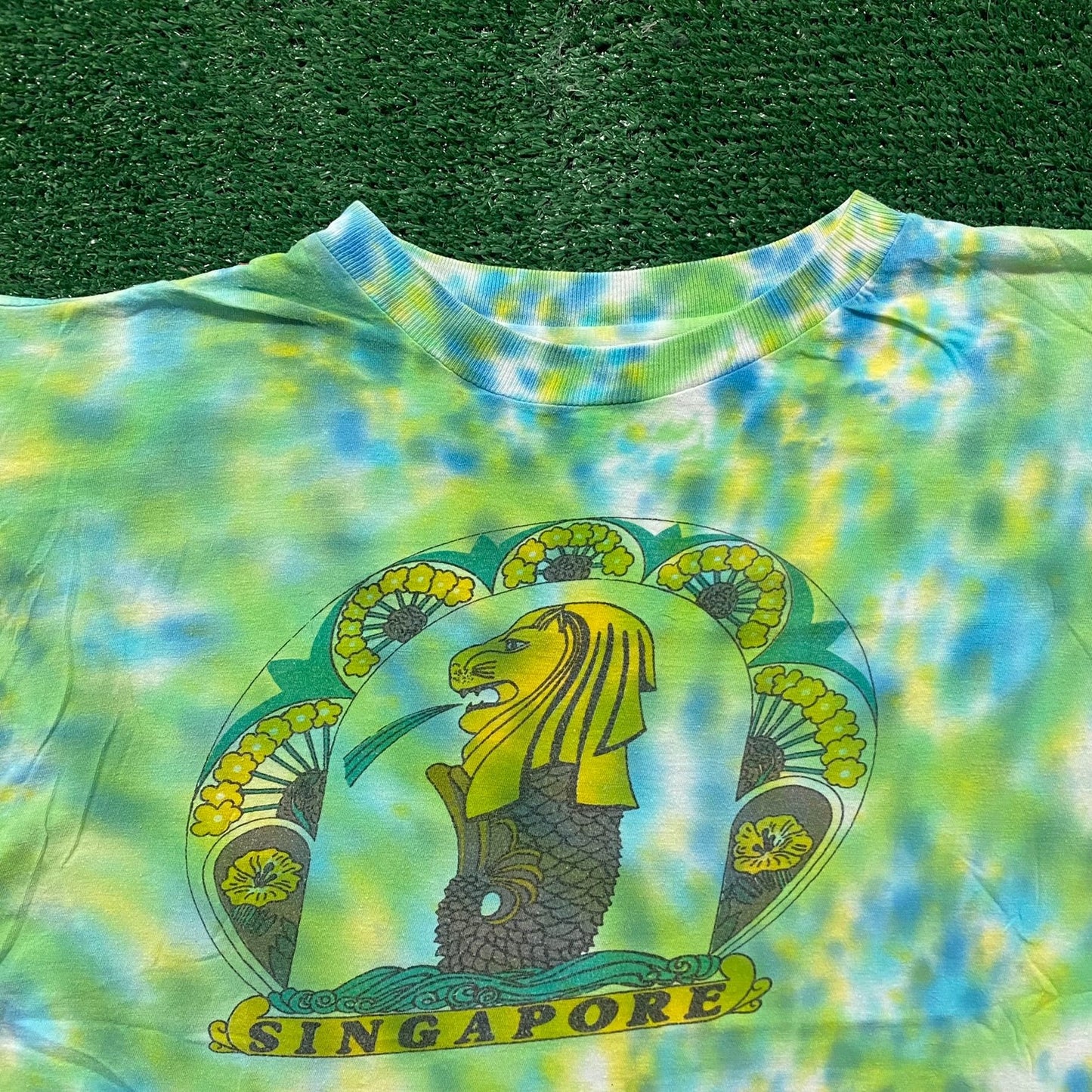 Vintage 80s Singapore Lion Tie Dye Tourist Single Stitch T-Shirt
