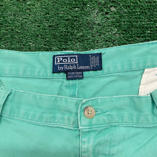 Ralph Lauren Pastel Mint Green Vintage Preppy Pleated Shorts